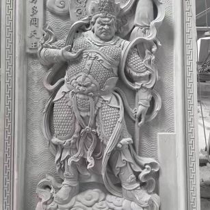 鄂州 芝麻灰花岗岩人物雕刻——多闻天王