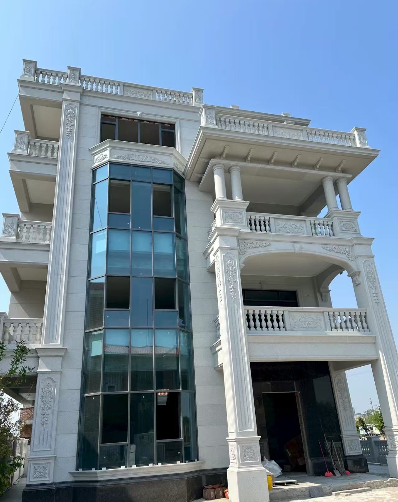 鄂州 芝麻白花岗岩别墅外墙干挂效果展示